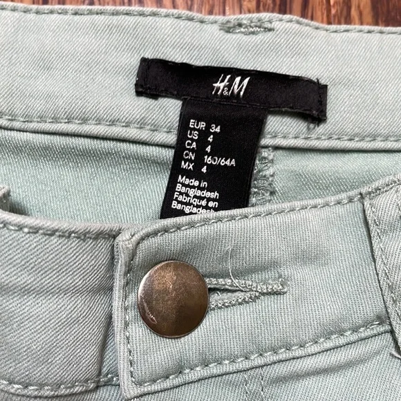 H&M mint green cotton skinny pants size 4 - Picture 3 of 6
